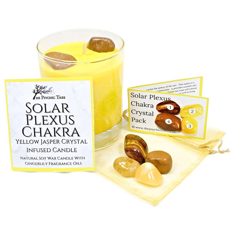 Solar Plexus Chakra Healing Crystal & Candle Combination Pack