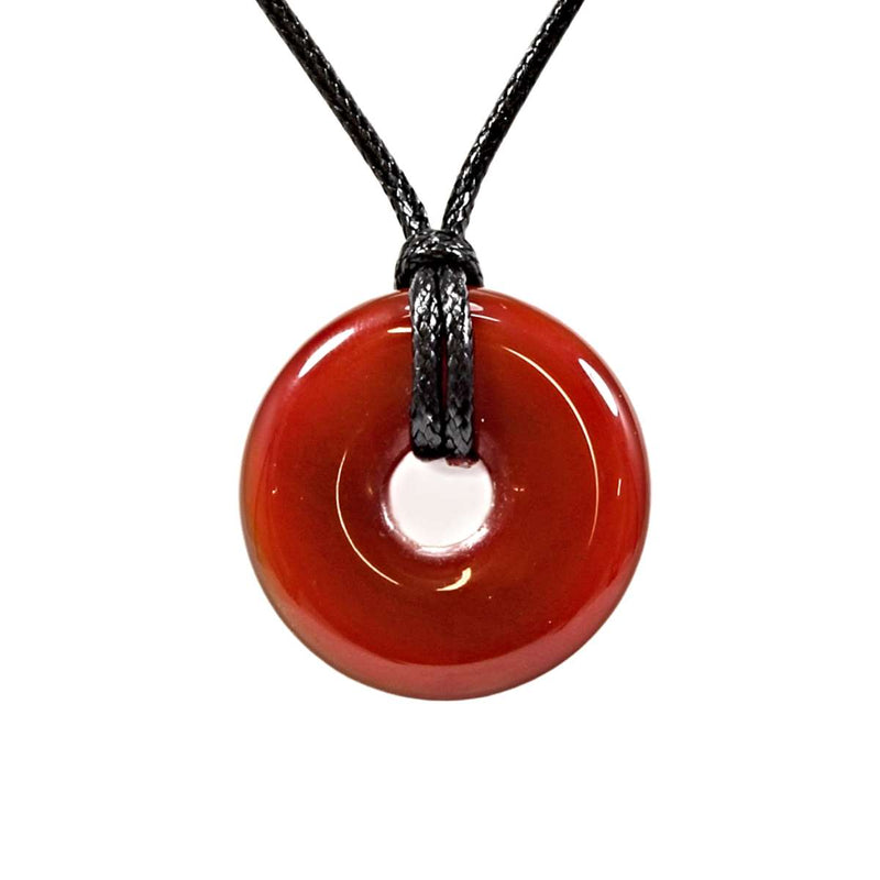 Carnelian Crystal Donut Pendant Necklace