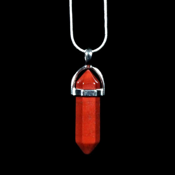 Red Jasper Crystal Point Pendant With Chain