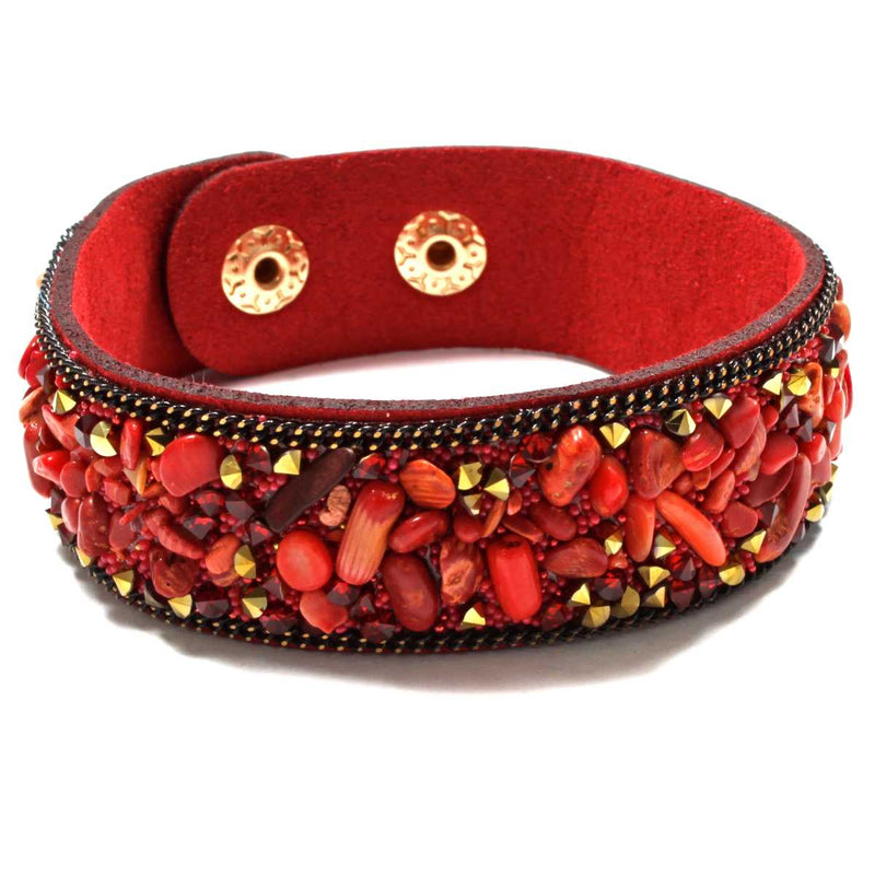 Red Jasper Stone Chip Wrap Bracelet