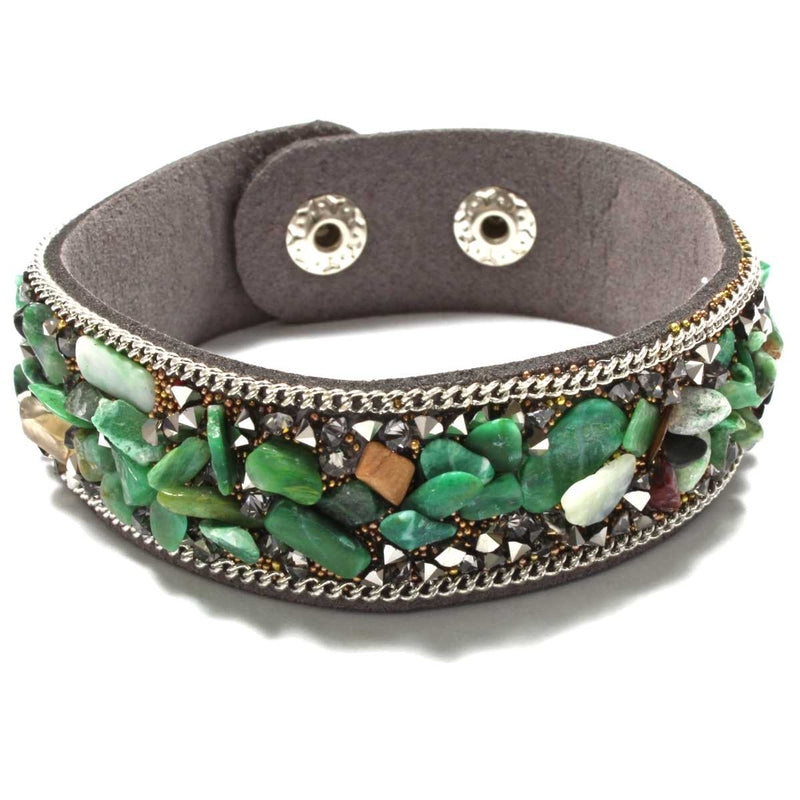 Green Aventurine Stone Chip Wrap Bracelet